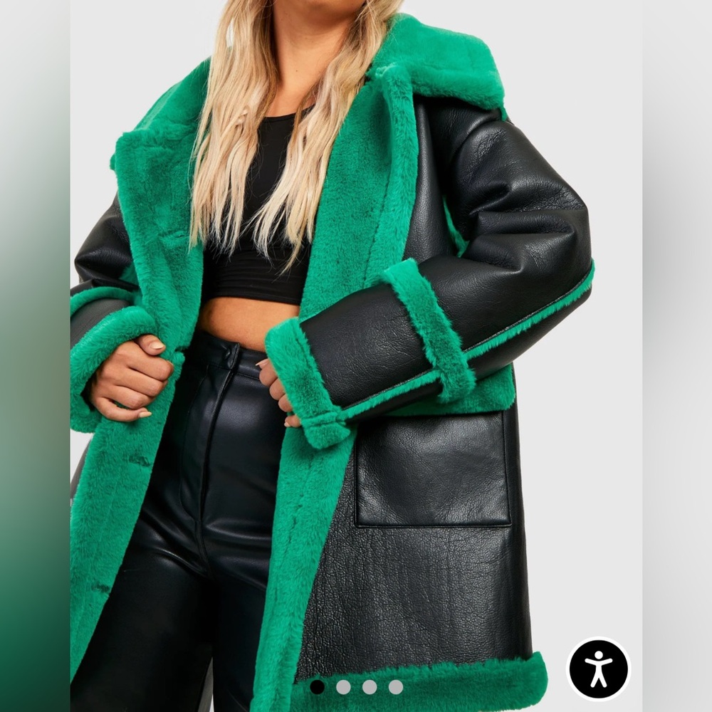Contrast Trim Longline Aviator Jacket | Philadelphia Eagles Colors